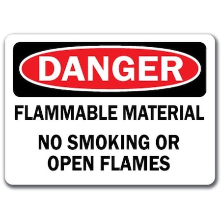 Signmission Danger Sign-Flammable Material No Smoking Or Flames-10x14 OSHA, 10" L, 14" H, DS- Flammable Material DS- Flammable Material